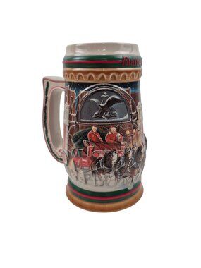Budweiser Beer Stein Home For the Holidays Brazil 1997 Ceramarte 26oz Clydesdale